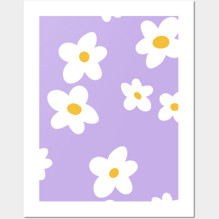 Retro floral print with chamomile Posters and Art
